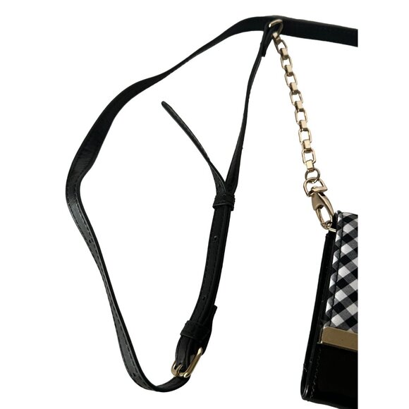 WHITE HOUSE BLACK MARKET WHBM Blue Gingham Chain Crossbody Wallet Bag - Picture 4 of 7